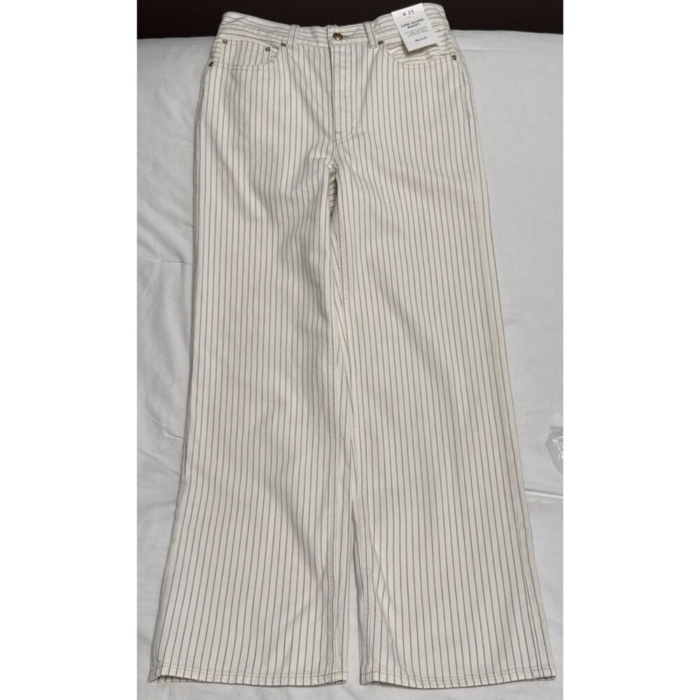 Madewell 25 Cream Railroad Striped Low Slung Baggy 100% Cotton Jeans NWT - Picture 3 of 13